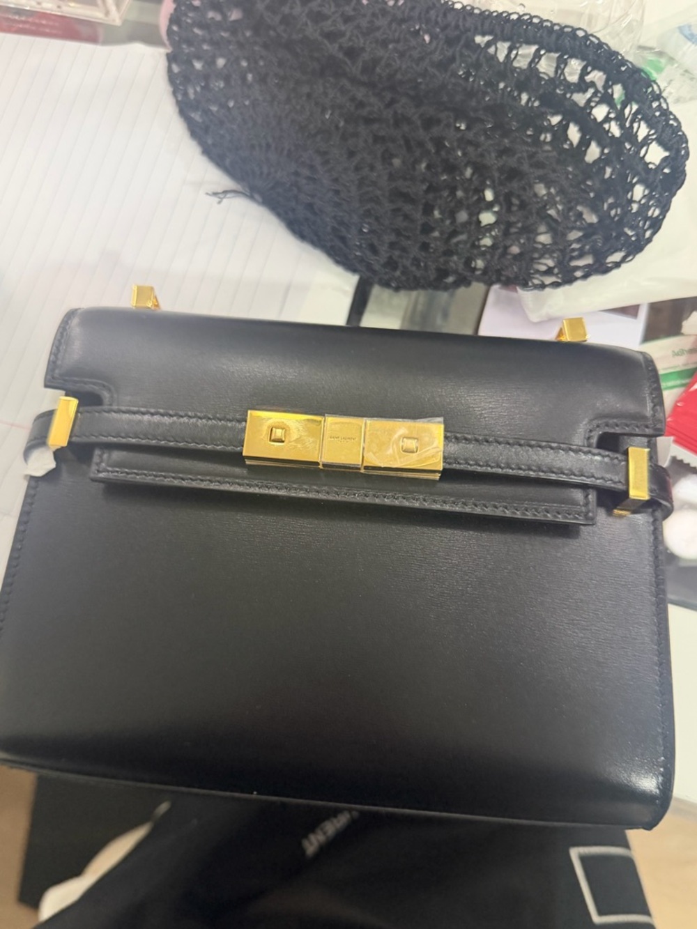 Saint Laurent Black Leather MANHATTAN MINI - Picture 2 of 2